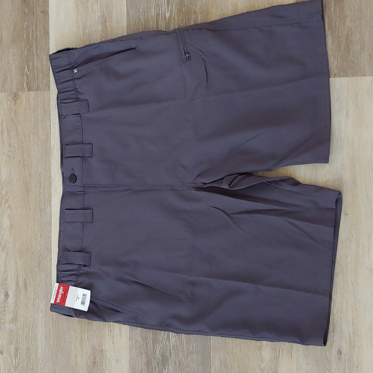 Nwt Wrangler Authentics Men's Polyester Side Zip Shorts Grey Size 46